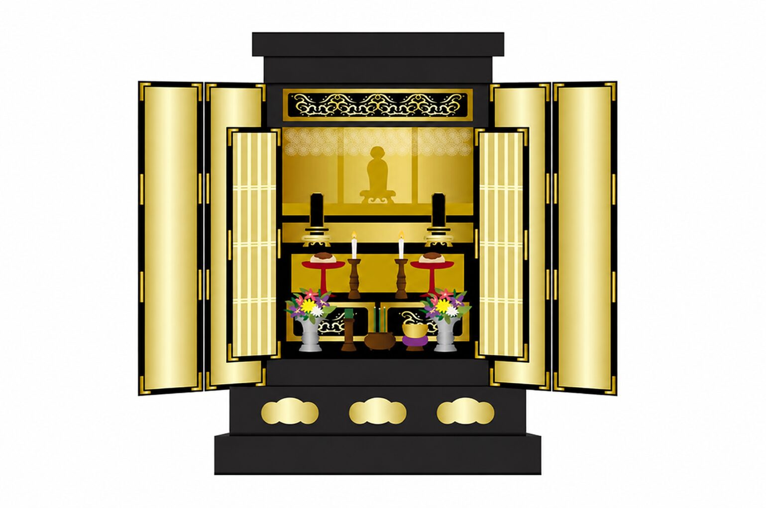 扉のあいた仏壇