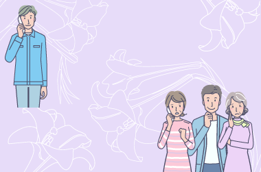 遺品整理を業者に頼む家族のイラスト