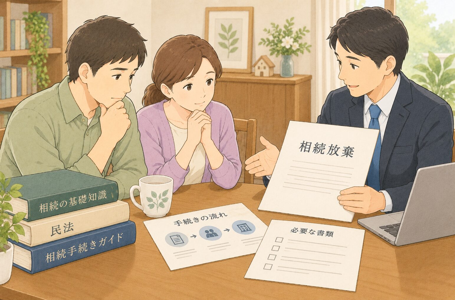 相続放棄について家族で相談している
